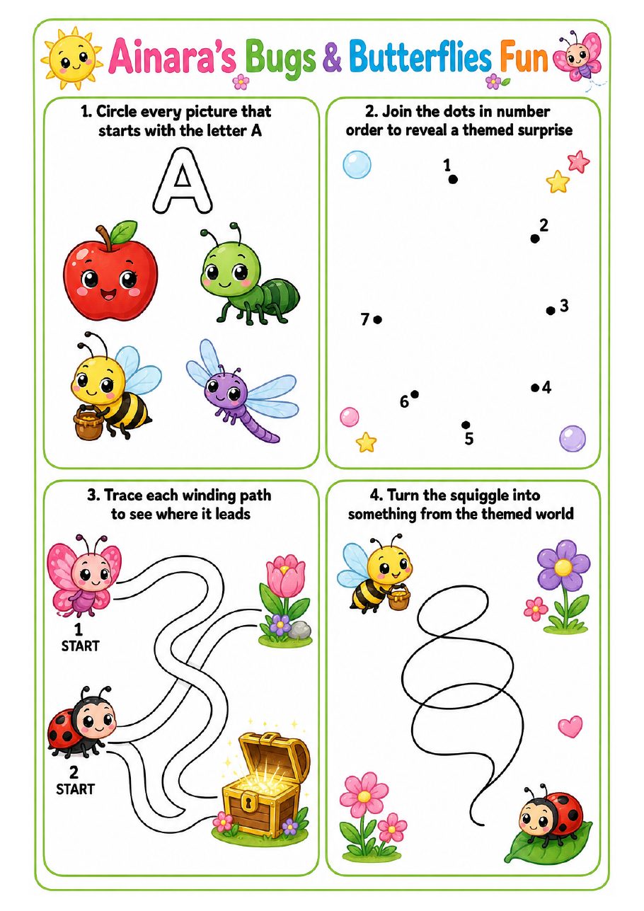 Page 5 of Ainara's Bugs & Butterflies activity book