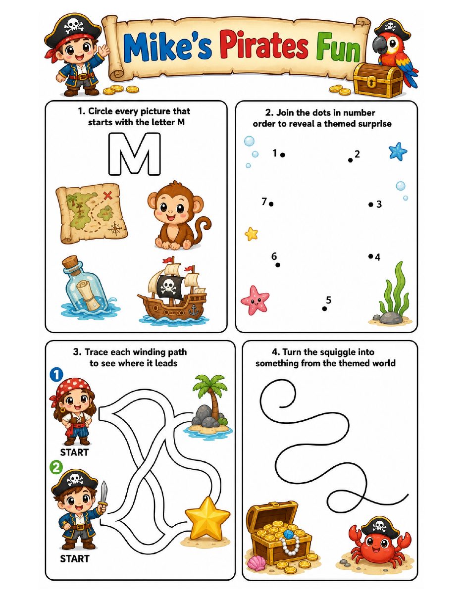 Page 5 of Mike's Pirates activity book