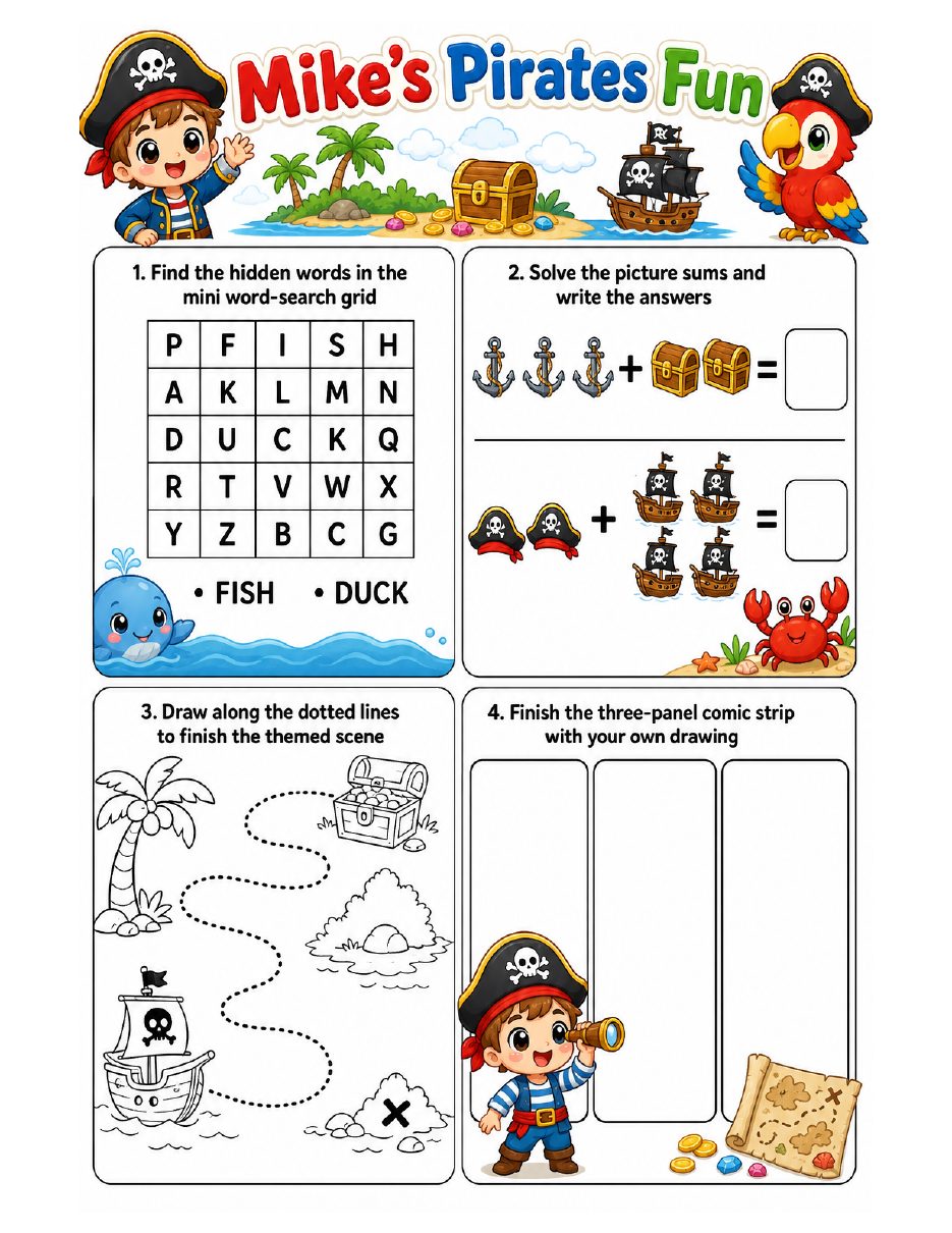 Page 7 of Mike's Pirates activity book