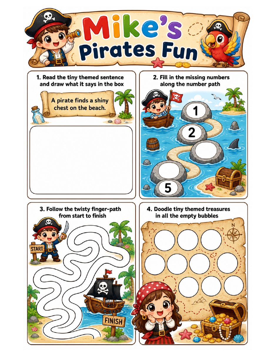 Page 2 of Mike's Pirates activity book