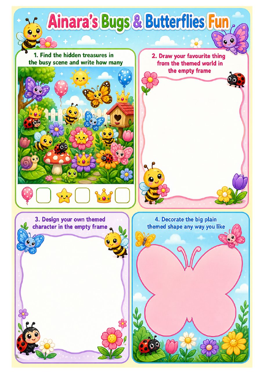 Page 8 of Ainara's Bugs & Butterflies activity book