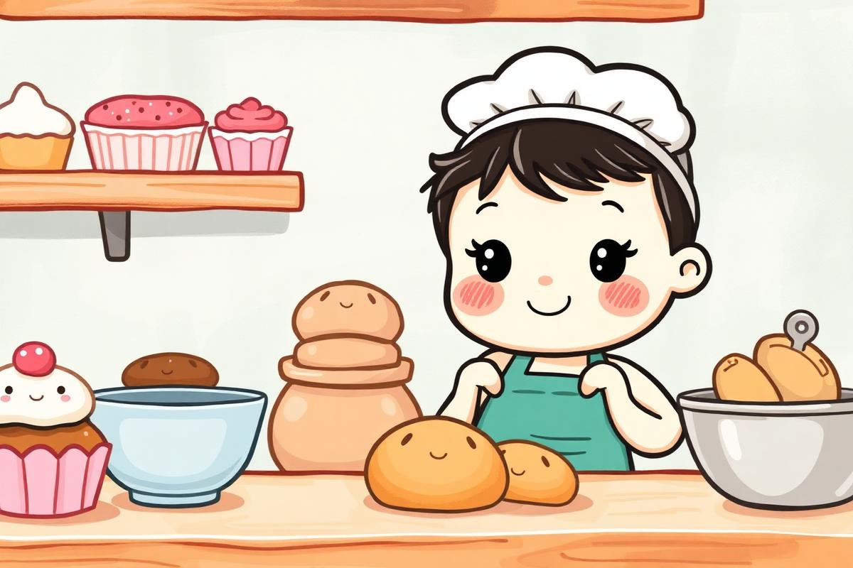 Bakery activity book illustration