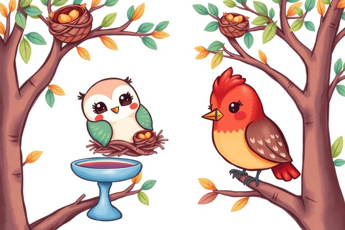 Birds activity book illustration
