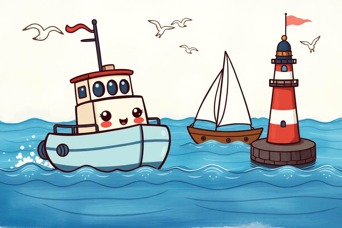 Boats & Harbours activity book illustration