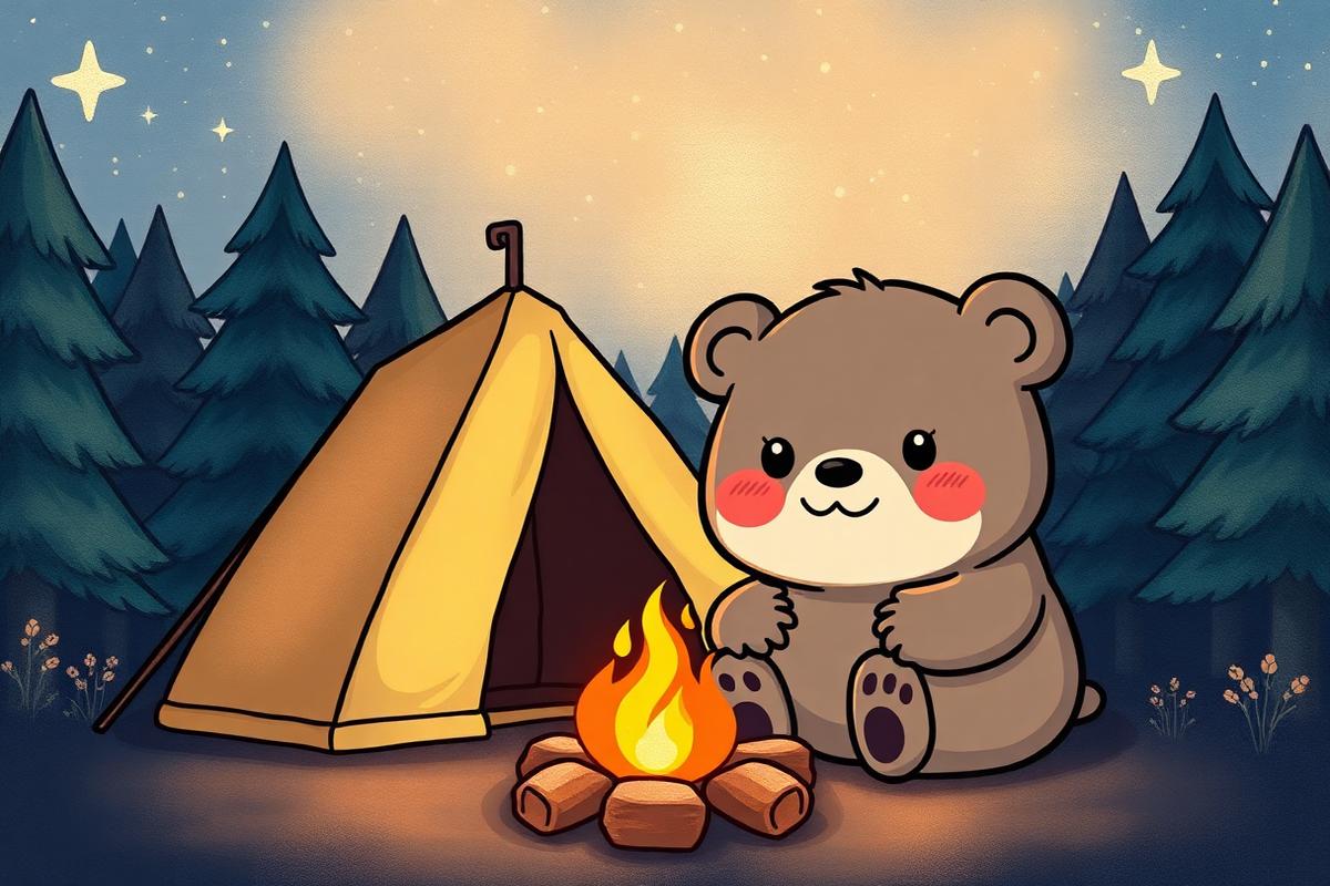 Camping activity book illustration
