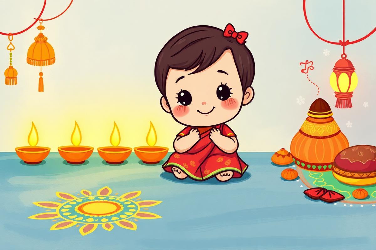 Diwali activity book illustration