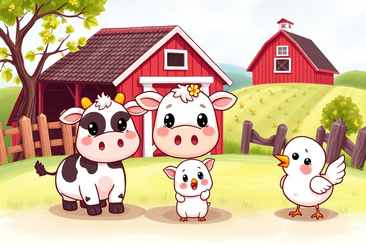 Farm Animals activity book illustration
