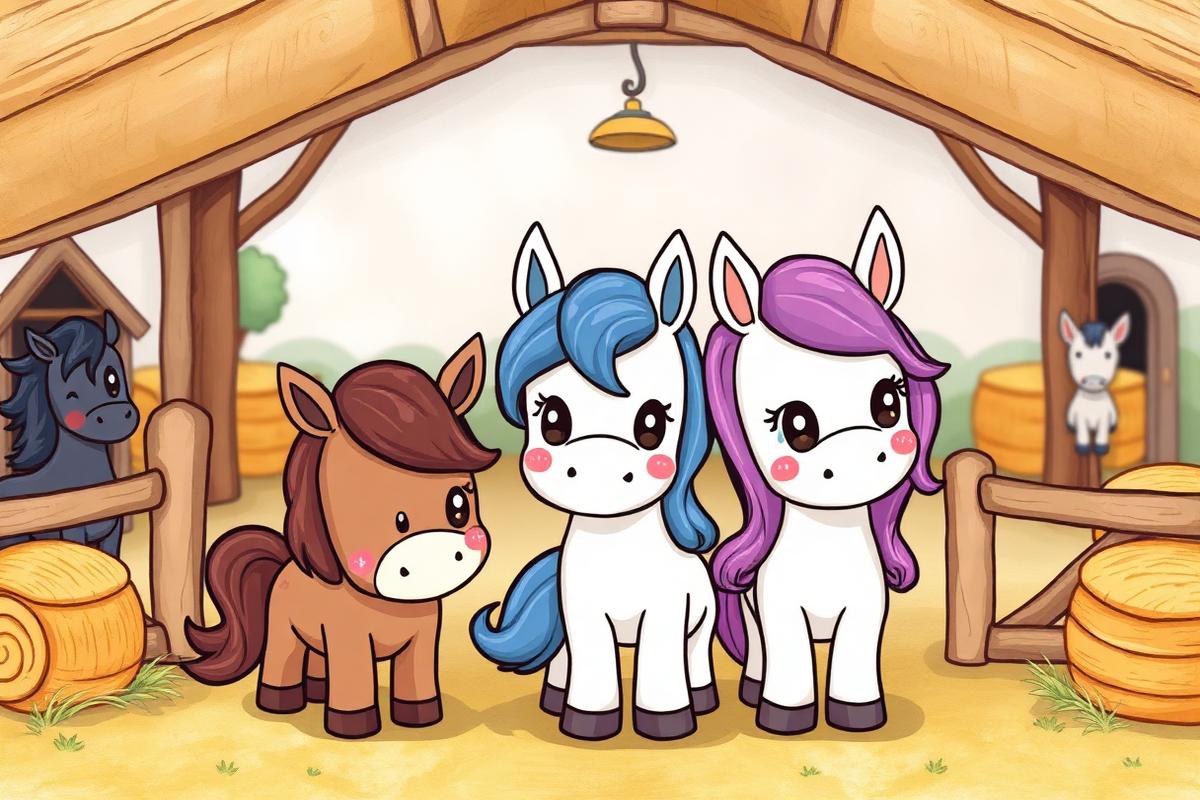 Ponies & Horses activity book illustration