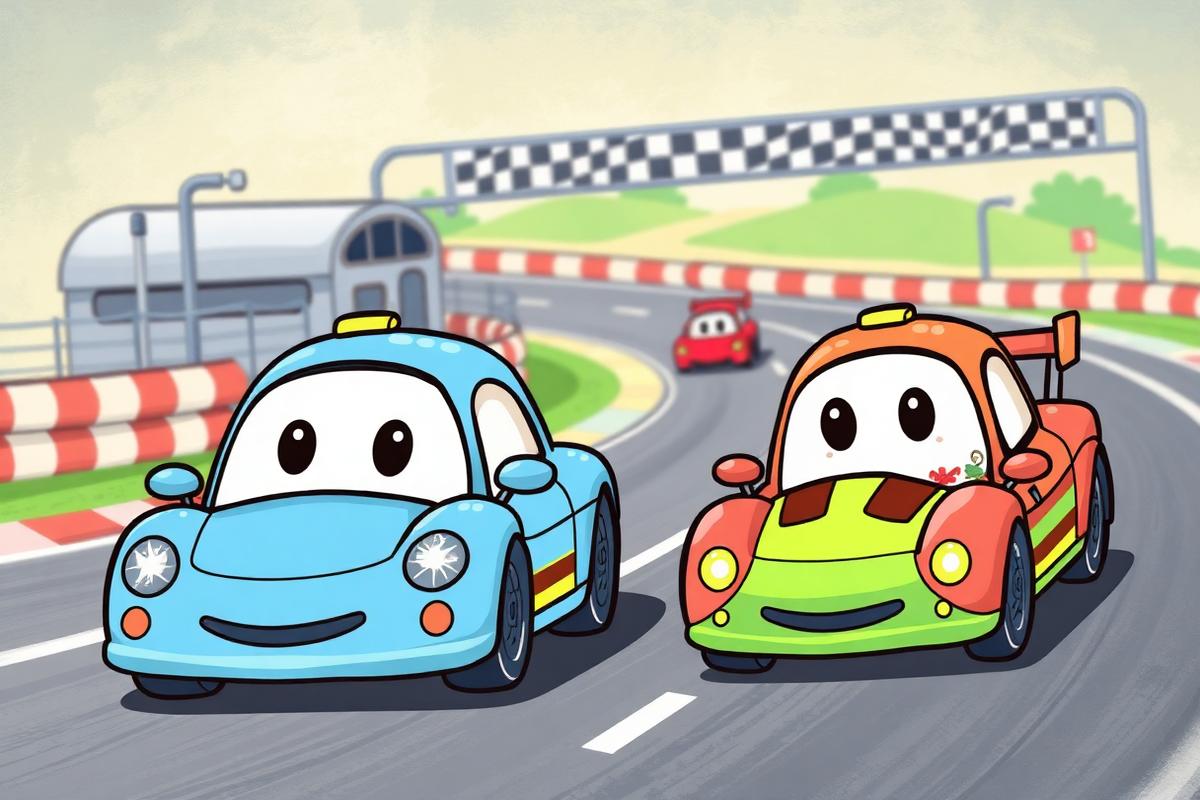 Race Cars activity book illustration