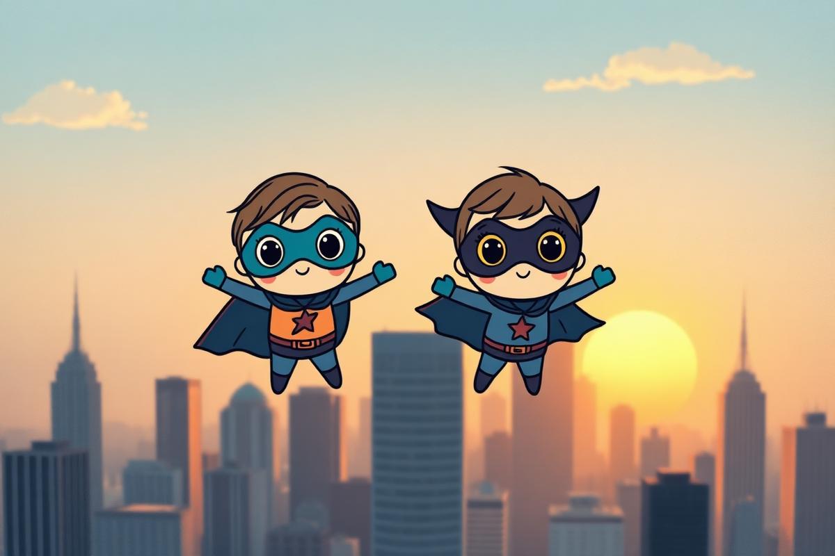 Superheroes activity book illustration