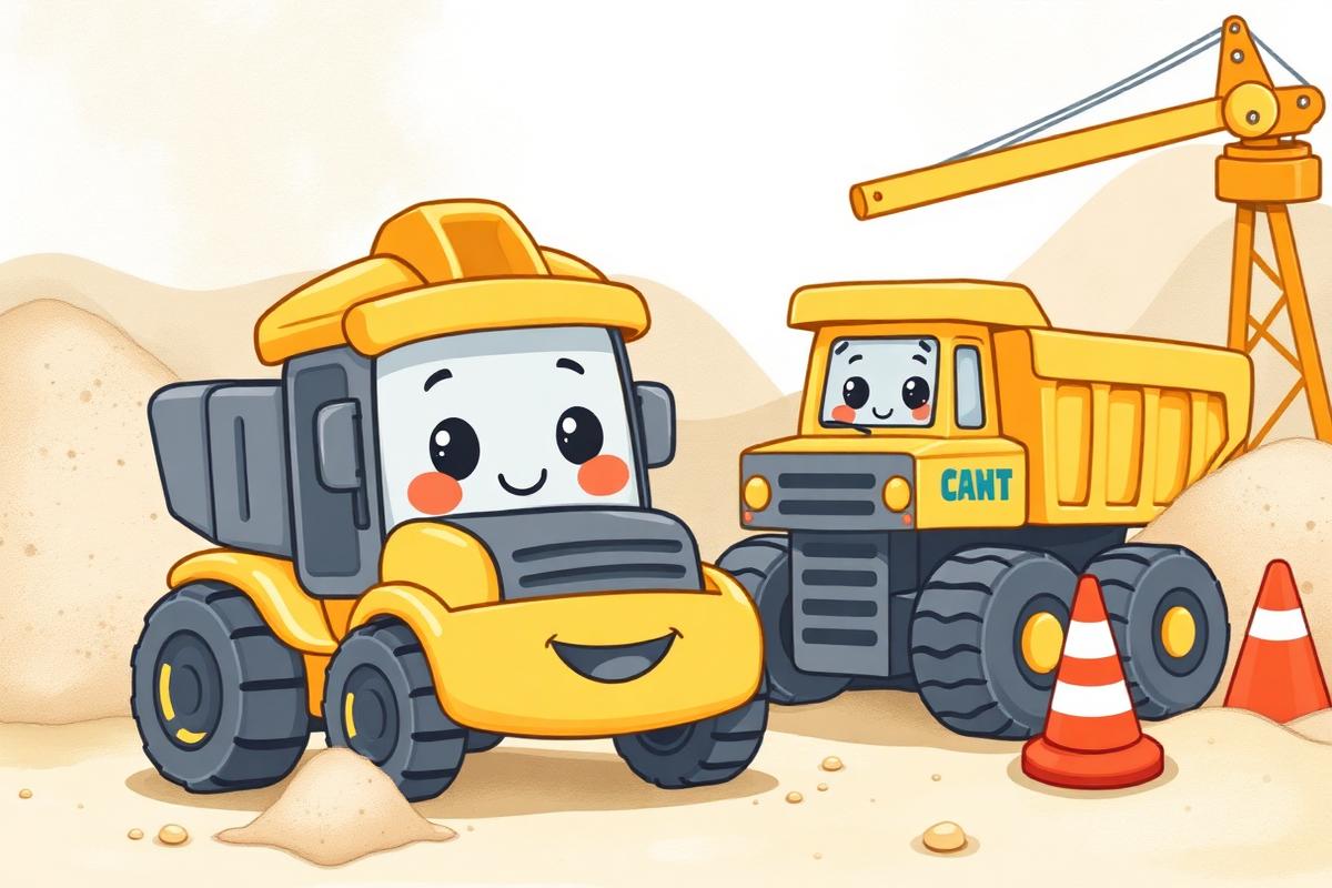 Trucks & Diggers activity book illustration